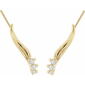14K Yellow Gold 1/6 CTW Natural Diamond Ear Climbers – image 2