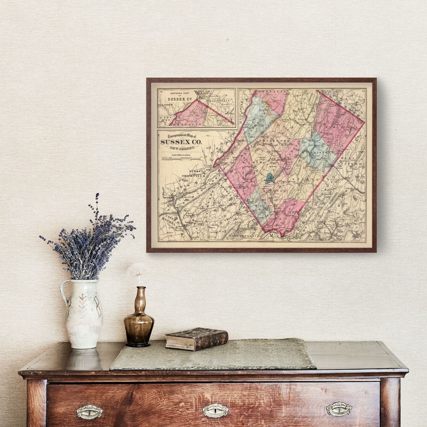 Vintage Map of Sussex County, New Jersey 1872