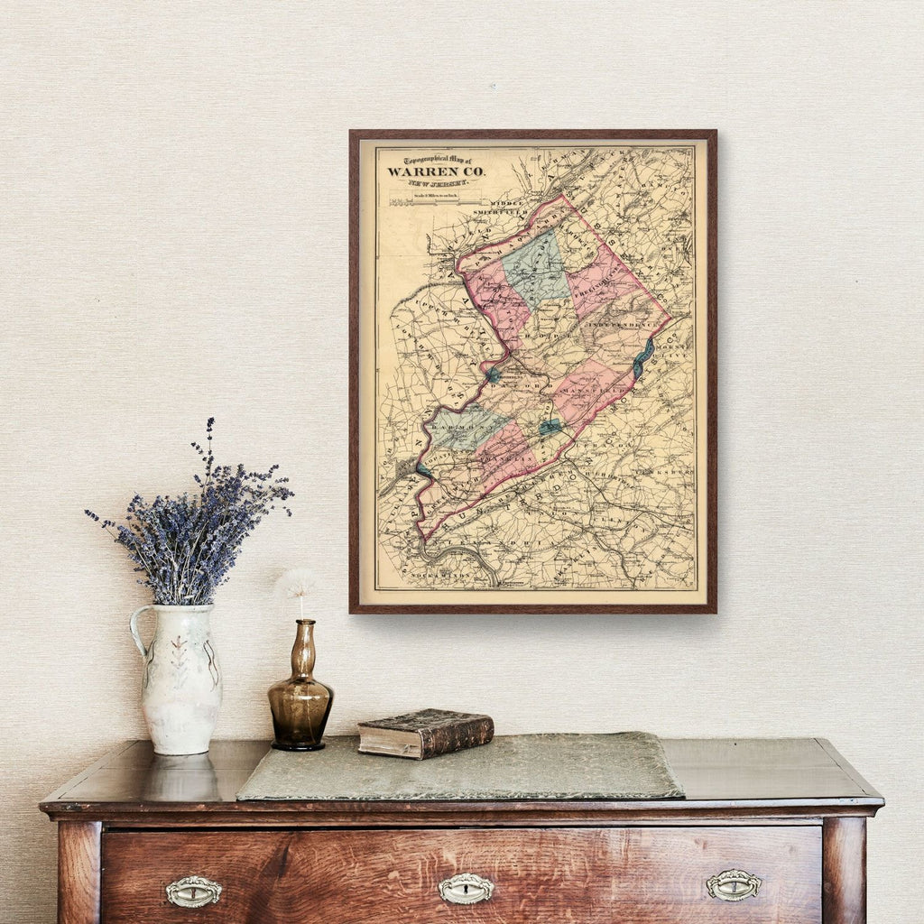 Vintage Map of Warren County, New Jersey 1872