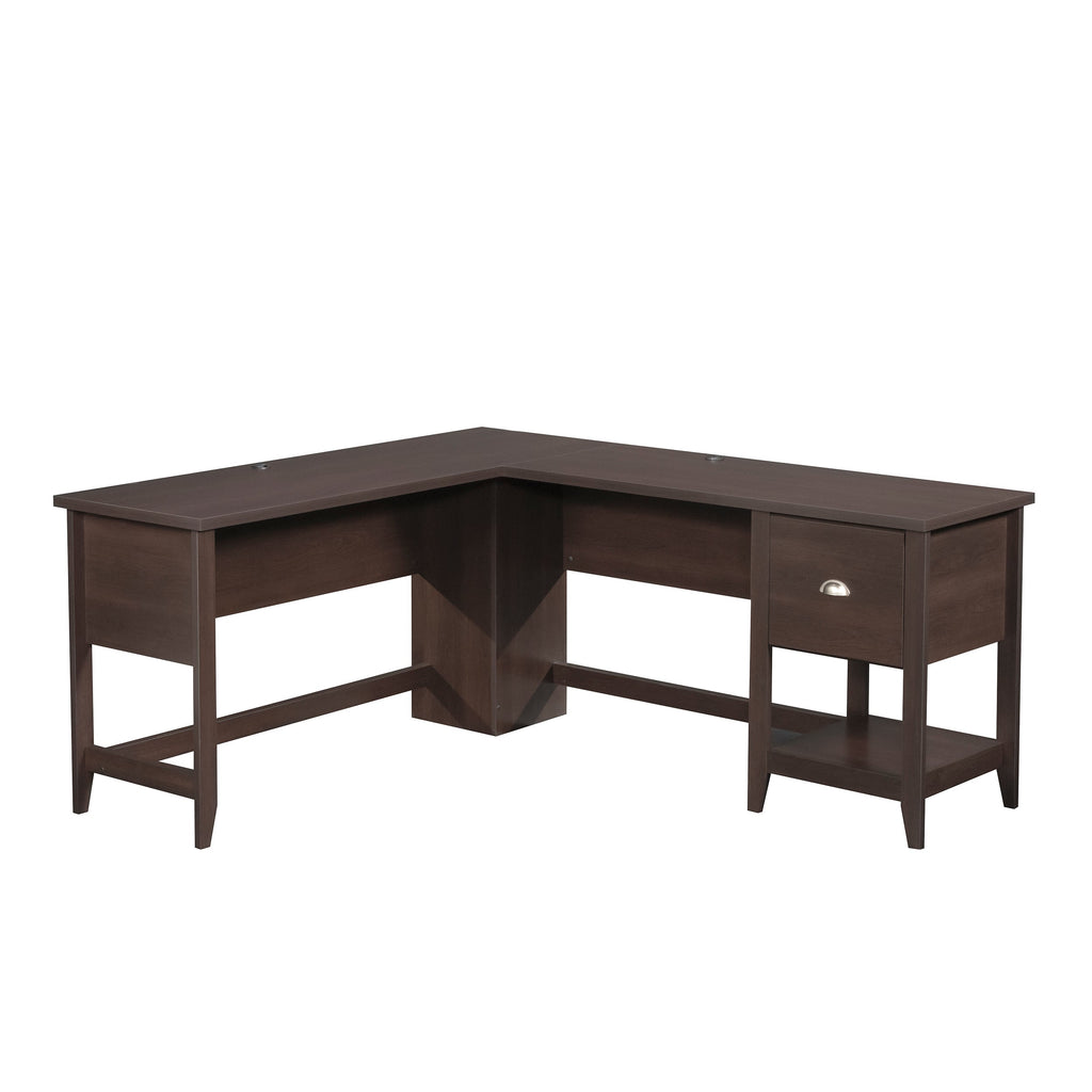 L-Shaped Desk, Brown finish