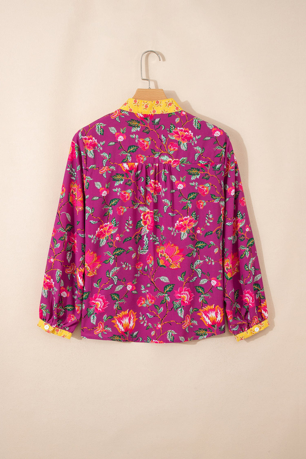 Floral Patchwork Split V-Neck Blouse