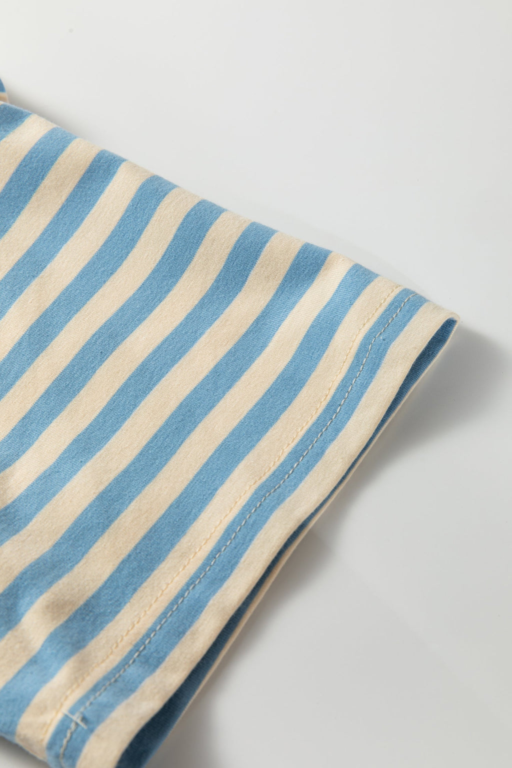 Stripe Contrast Crew Neck Drop Shoulder Tee