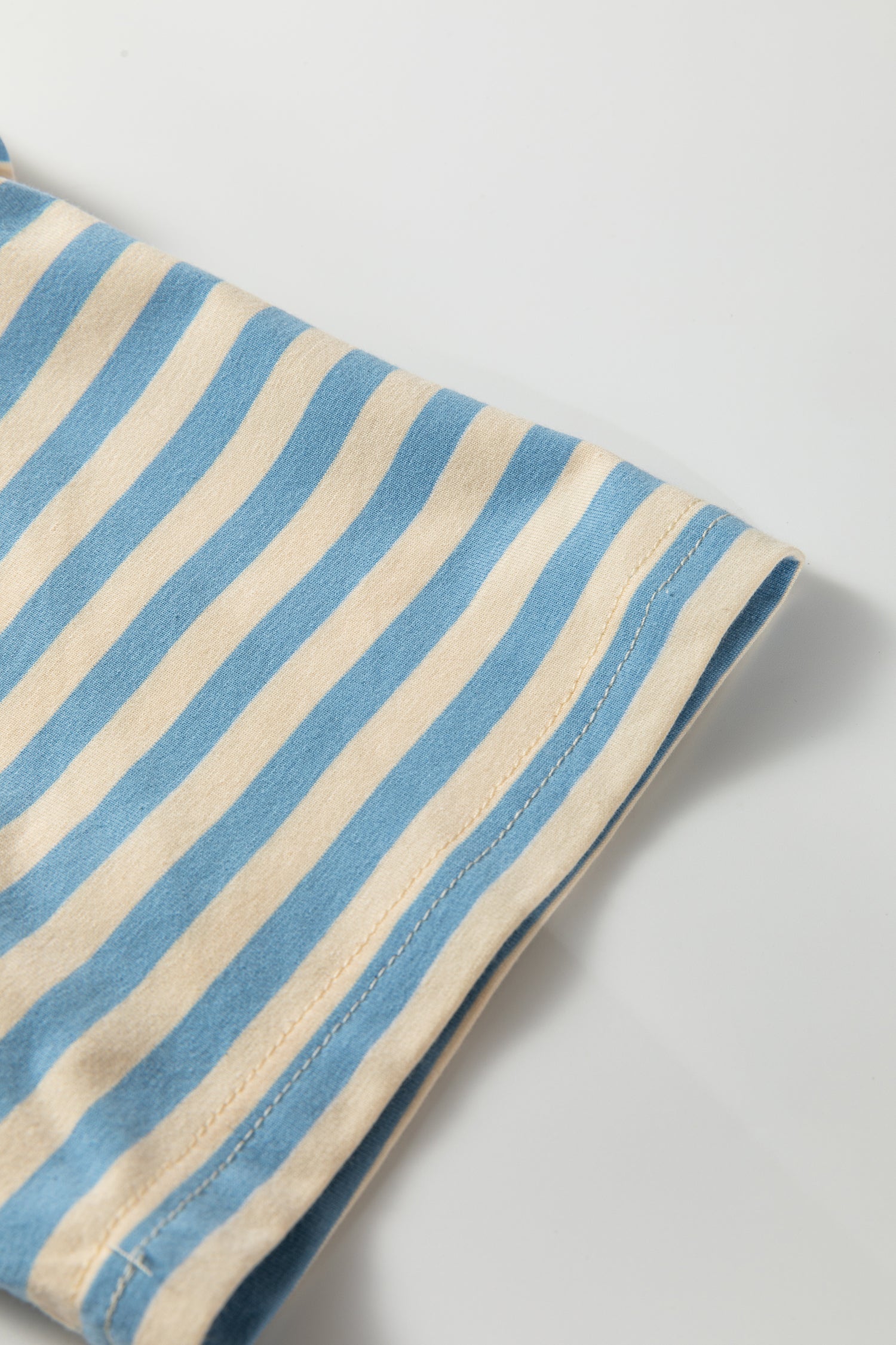 Stripe Contrast Crew Neck Drop Shoulder Tee