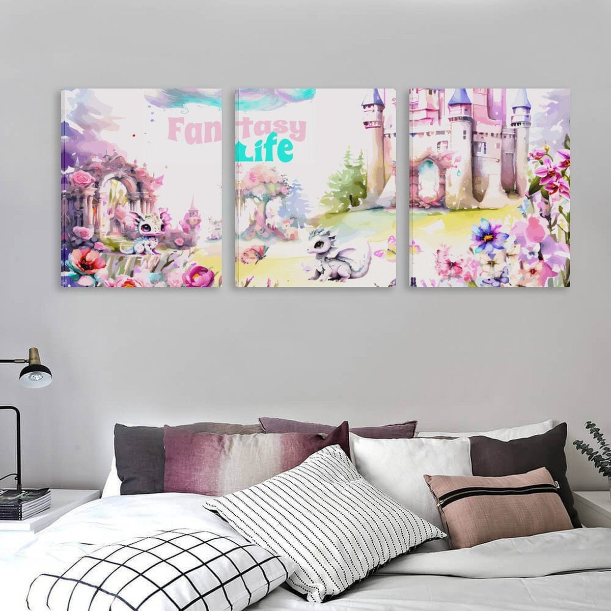 Fantasy Life Design 3-piece Wall Art with Decorative Frame - 16" × 20" | Ships from USA
