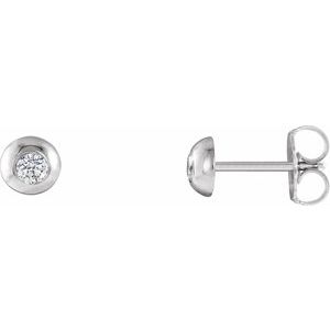 14K White Gold 1/5 CTW Natural Diamond Domed Stud Earring
