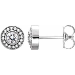 14K Yellow Gold 4.1 mm Round Beaded Earring Mounting – image 3