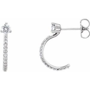 Platinum 1/3 CTW Natural Diamond J-Hoop Earrings