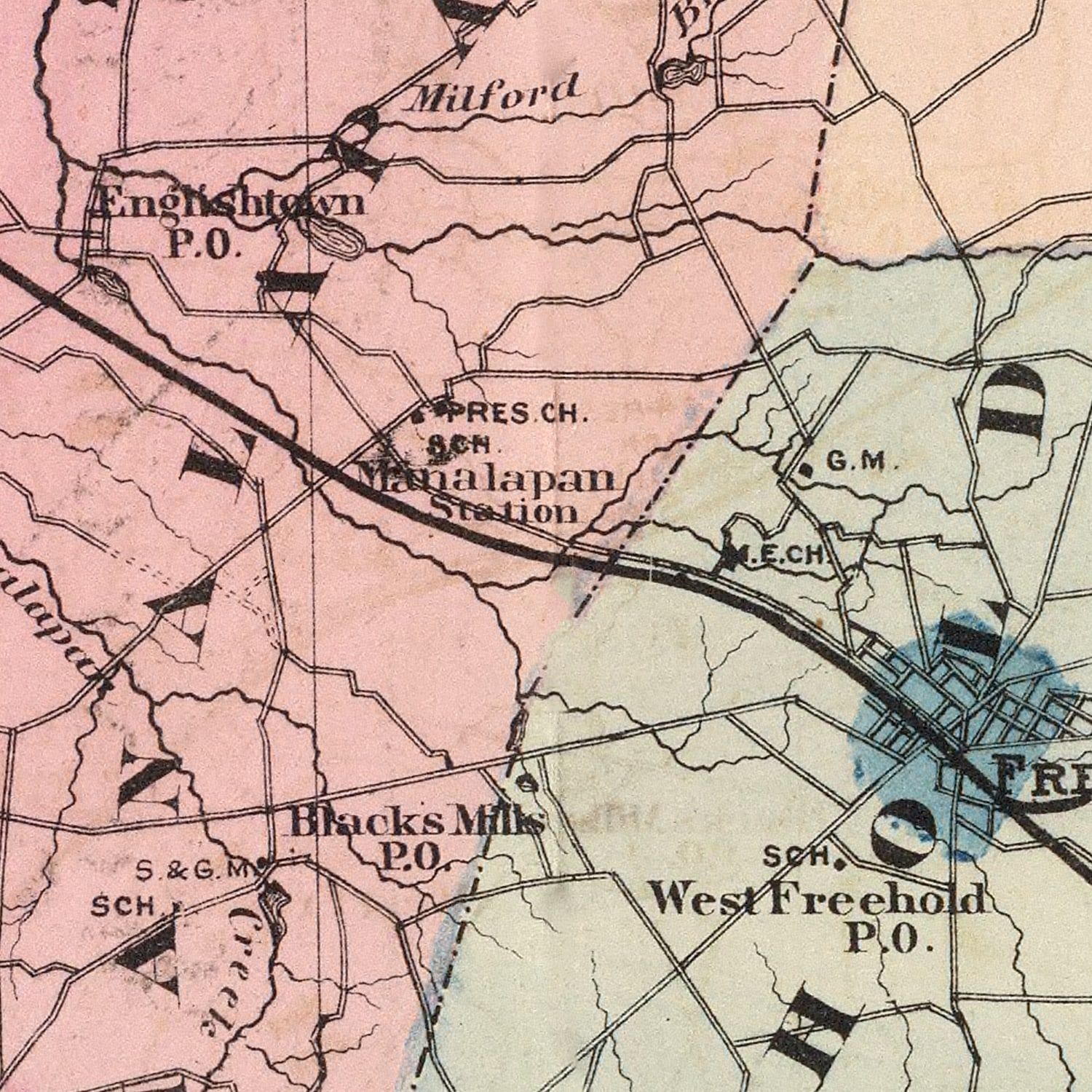 Vintage Map of Monmouth County, New Jersey 1872