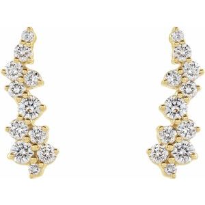 14K Yellow Gold 1/3 CTW Natural Diamond Ear Climbers – image 2