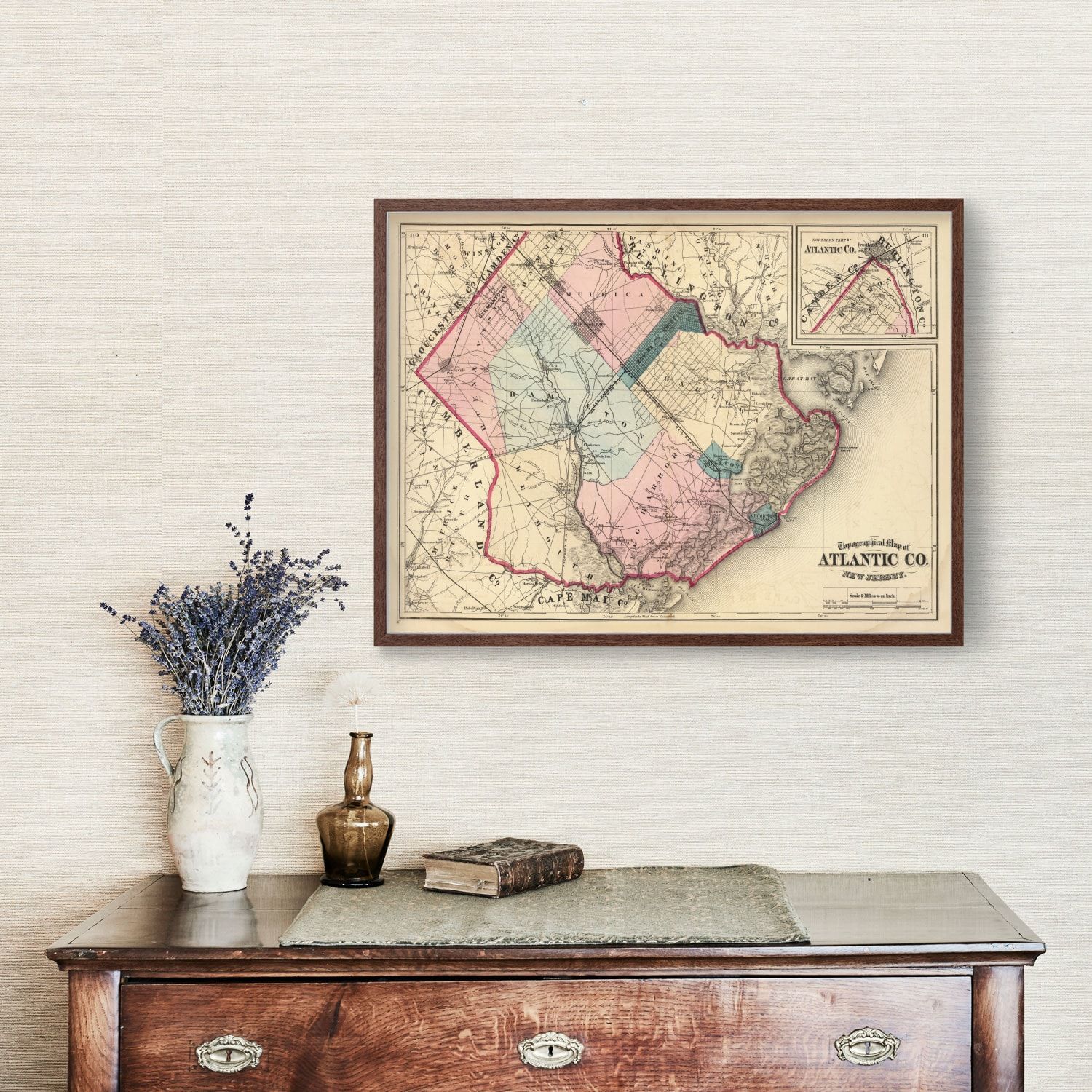 Vintage Map of Atlantic County, New Jersey 1872