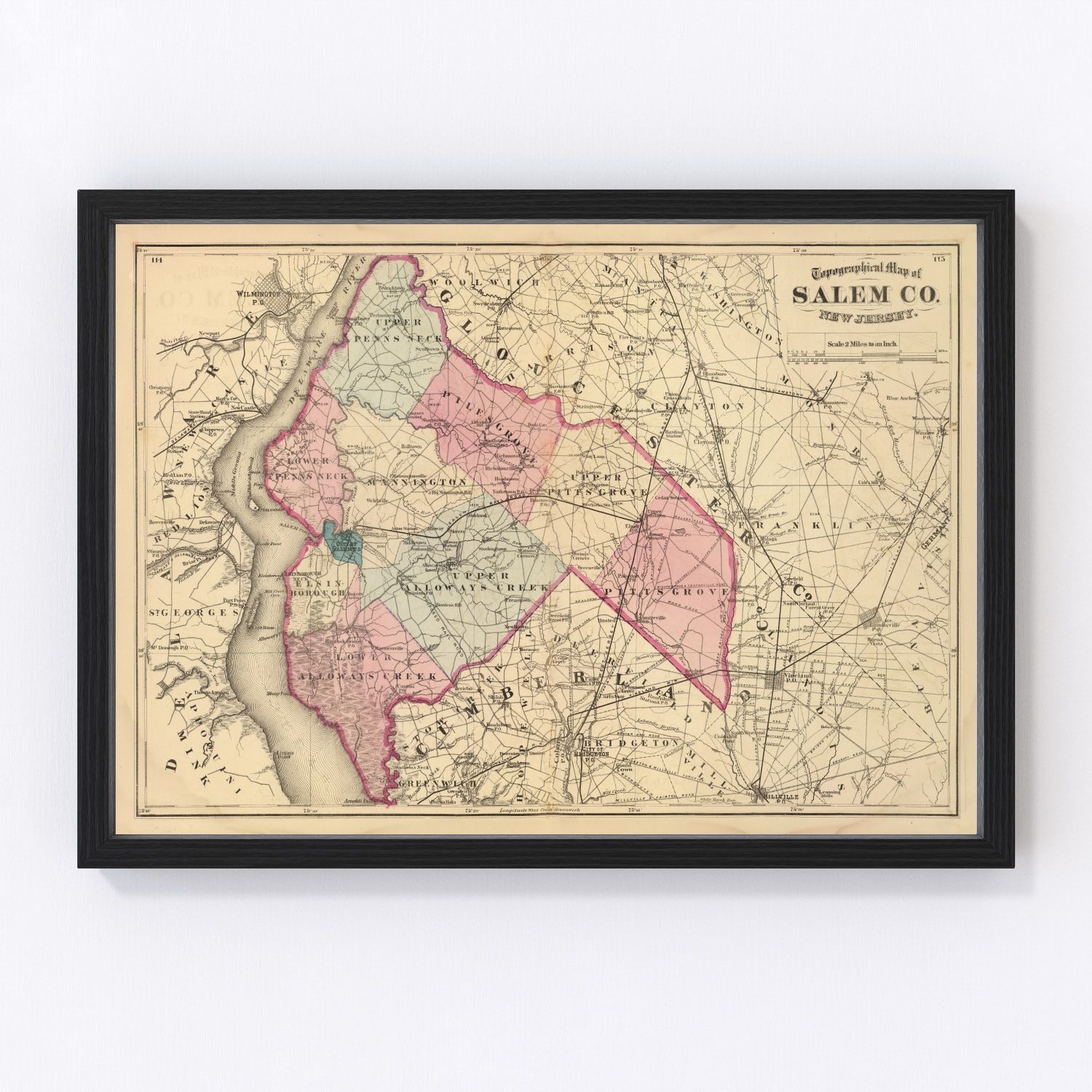 Vintage Map of Salem County, New Jersey 1872