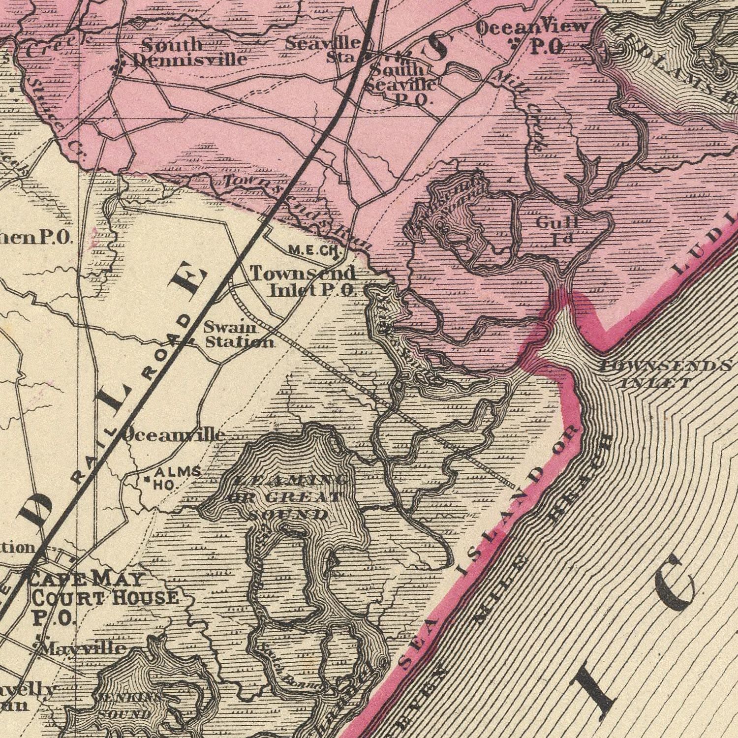 Vintage Map of Cape May County, New Jersey 1872