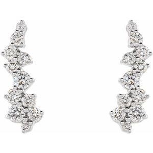 14K White Gold 1/3 CTW Natural Diamond Ear Climbers – image 2