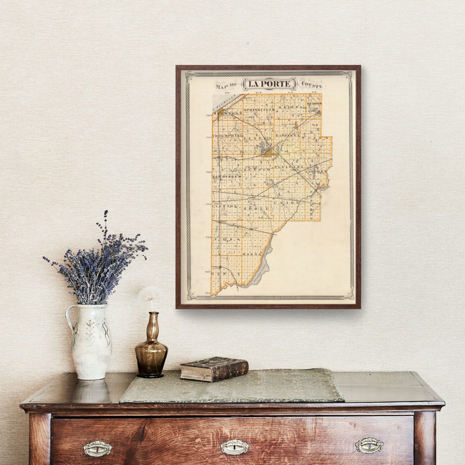 Vintage Map of La Porte County, Indiana 1876