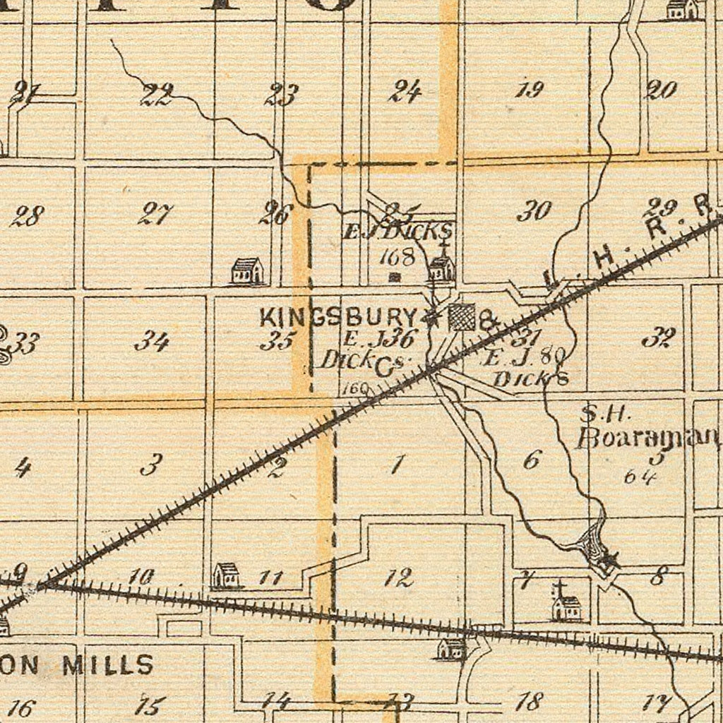 Vintage Map of La Porte County, Indiana 1876