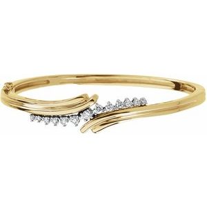 14K Yellow/White Gold 1/2 CTW Natural Diamond Bangle 7 1/2" Bracelet