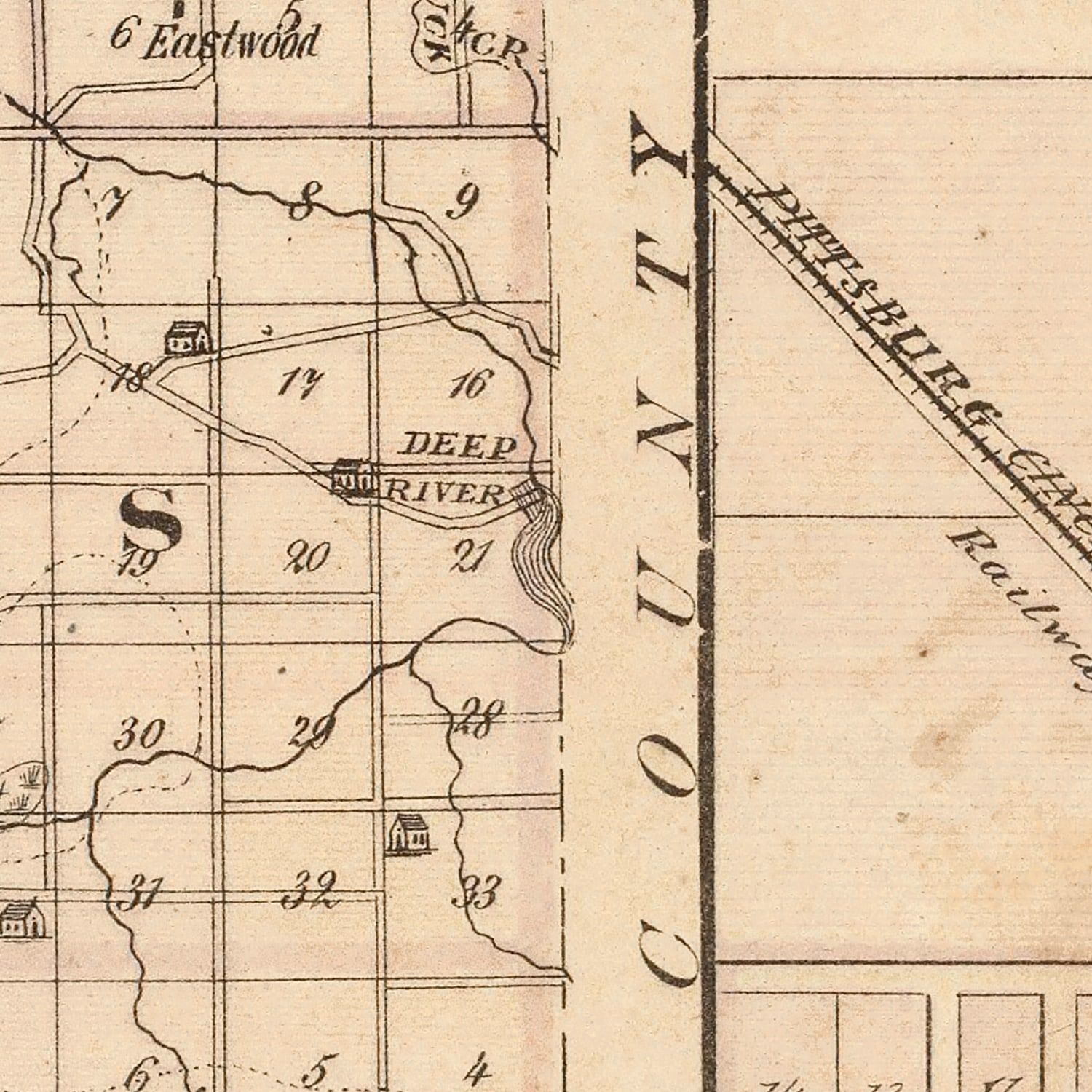 Vintage Map of Lake County, Indiana 1876