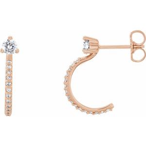 14K Rose Gold 1/3 CTW Natural Diamond J-Hoop Earrings