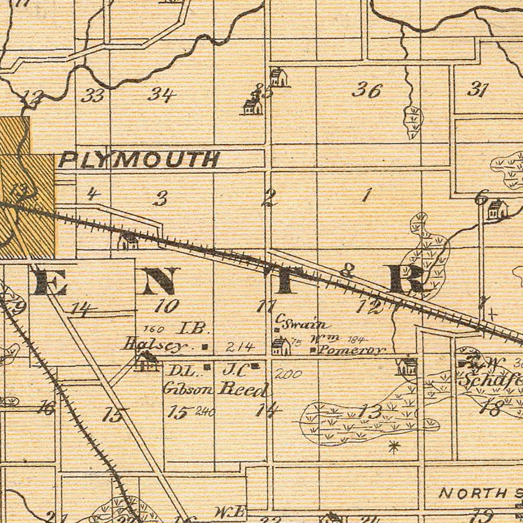Vintage Map of Marshall County, Indiana 1876