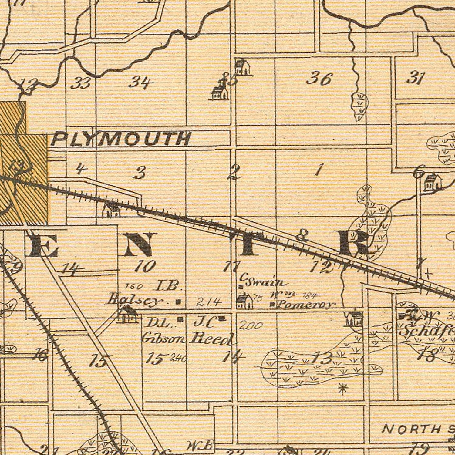 Vintage Map of Marshall County, Indiana 1876
