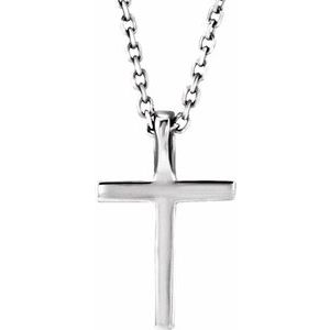14K White Gold .06 CTW Lab-Grown Diamond Petite Cross 16" Necklace