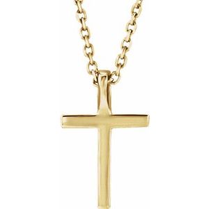 14K Yellow Gold Natural Amethyst Petite Cross 16" Necklace