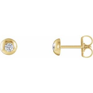 14K Yellow Gold 1/5 CTW Natural Diamond Domed Stud Earring
