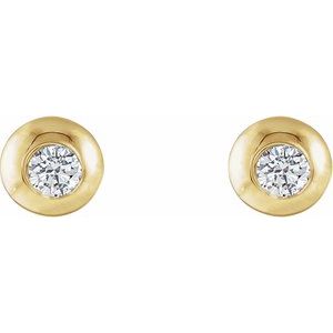 14K Yellow Gold 1/5 CTW Natural Diamond Domed Stud Earring – image 2