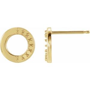 14K Yellow Gold 1.5 mm Round Accented Left Circle Earring Mounting