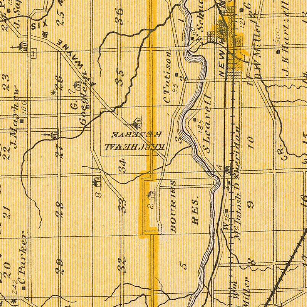 Vintage Map of Allen County, Indiana 1876