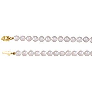 14K Yellow Gold Cultured White Akoya Pearl 18" Necklace