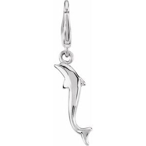 14K White Gold Dolphin Charm/Pendant