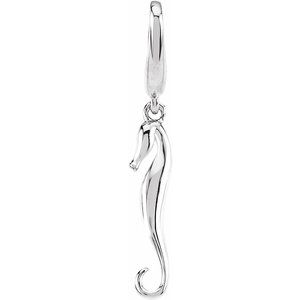 14K White Gold Seahorse Charm/Pendant