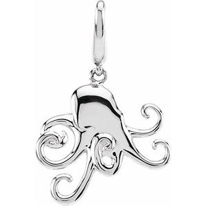 14K White Gold Octopus Charm/Pendant