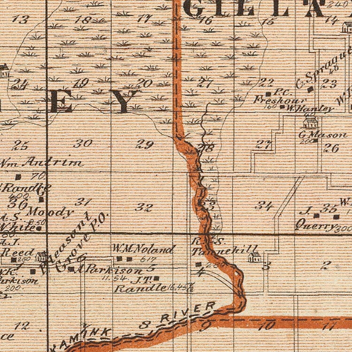 Vintage Map of Jasper County, Indiana 1876