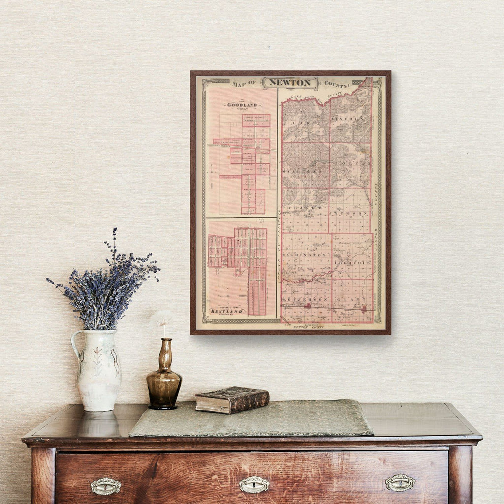 Vintage Map of Newton County, Indiana 1876