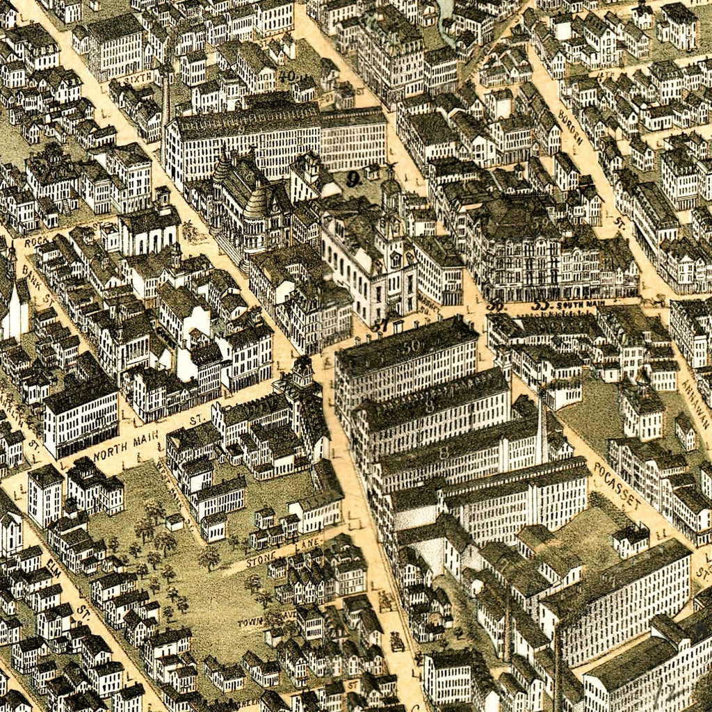 Vintage Map of Fall River, Massachusetts 1877