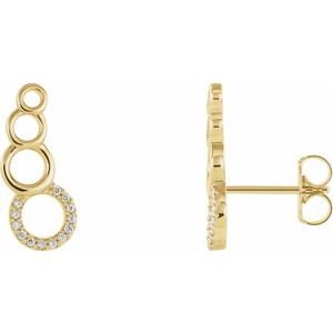 14K Yellow Gold .06 CTW Natural Diamond Geometric Ear Climbers