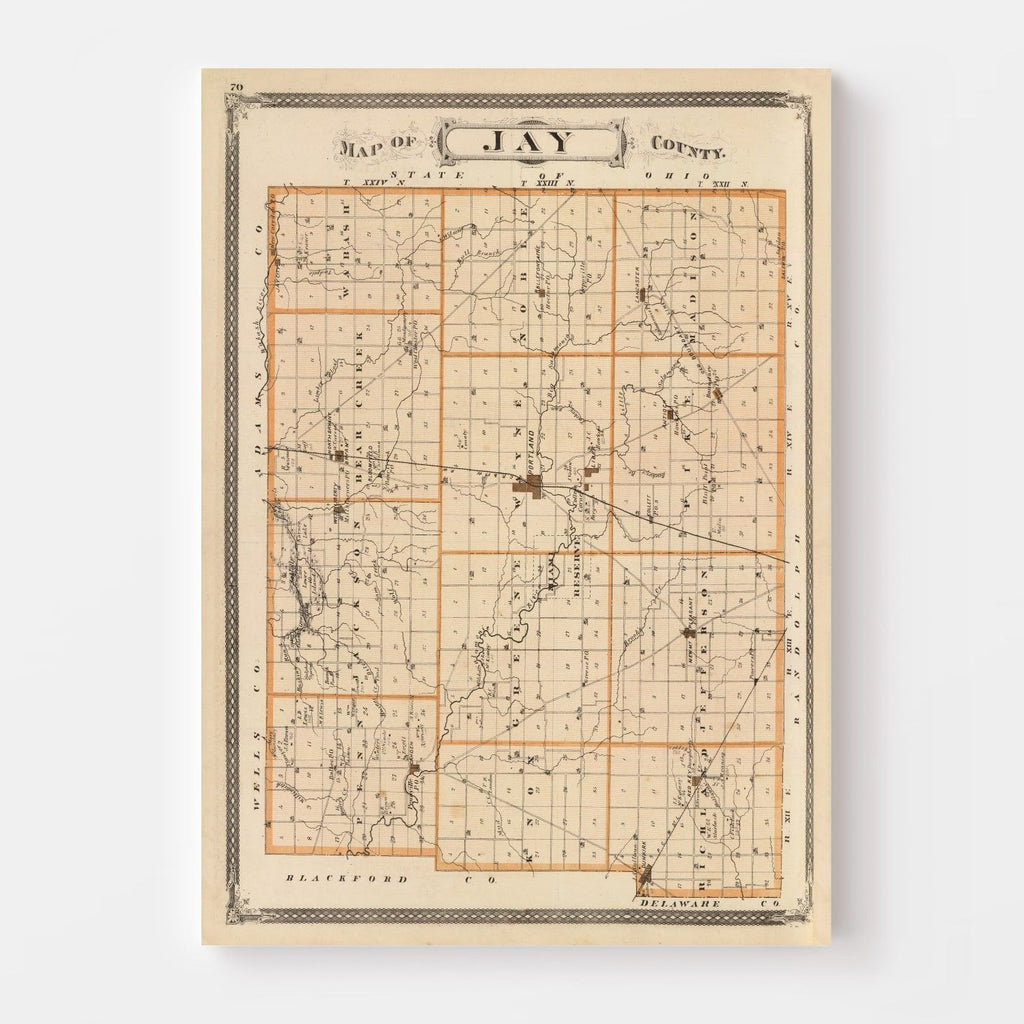 Vintage Map of Jay County, Indiana 1876