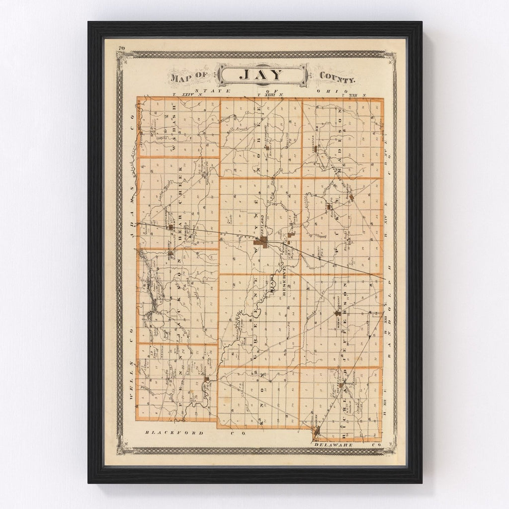 Vintage Map of Jay County, Indiana 1876