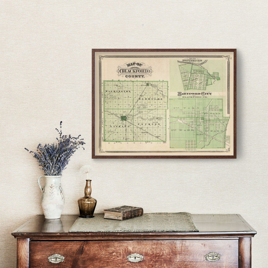 Vintage Map of Blackford County, Indiana 1876