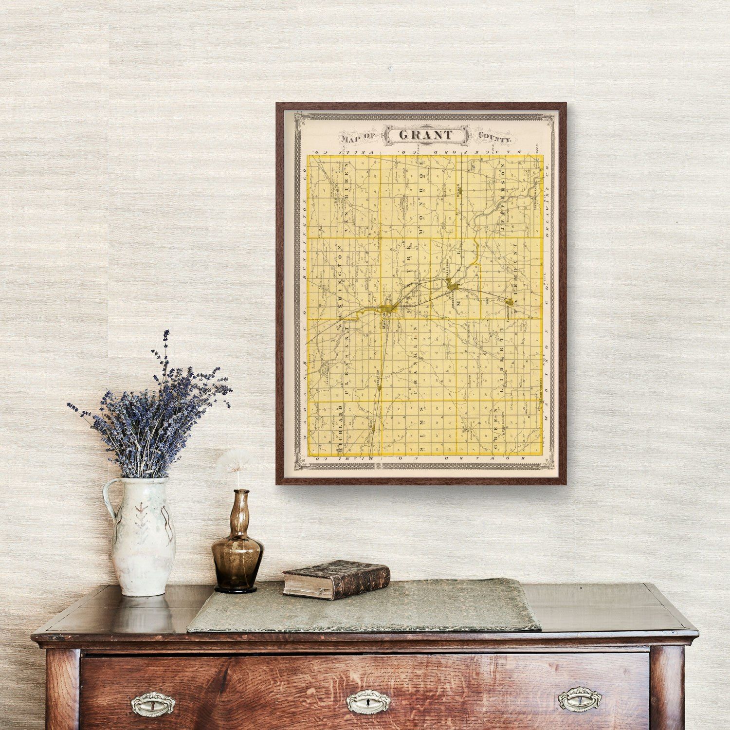 Vintage Map of Grant County, Indiana 1876