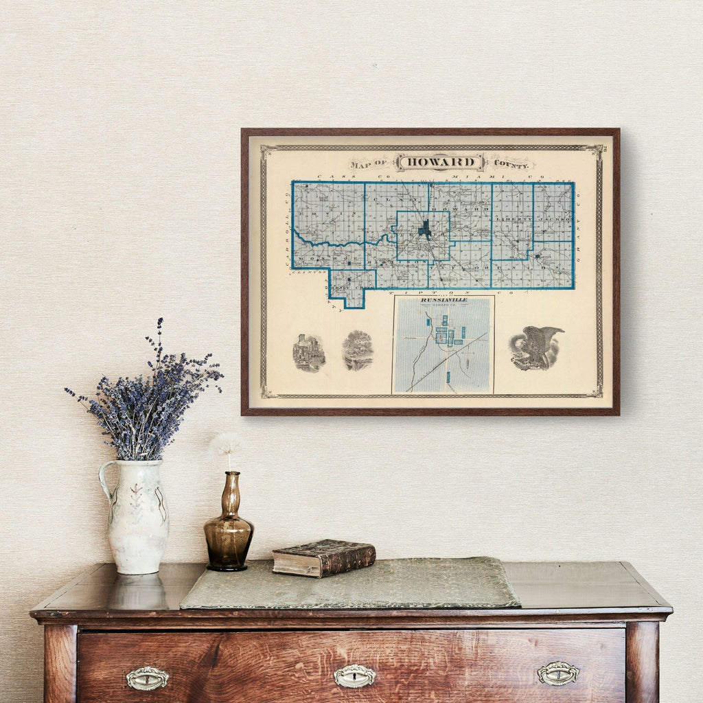 Vintage Map of Howard County, Indiana 1876