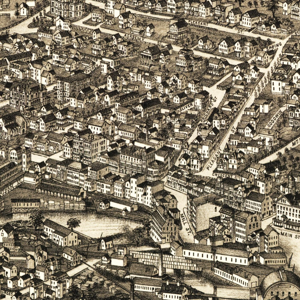 Vintage Map of Fitchburg, Massachusetts 1882