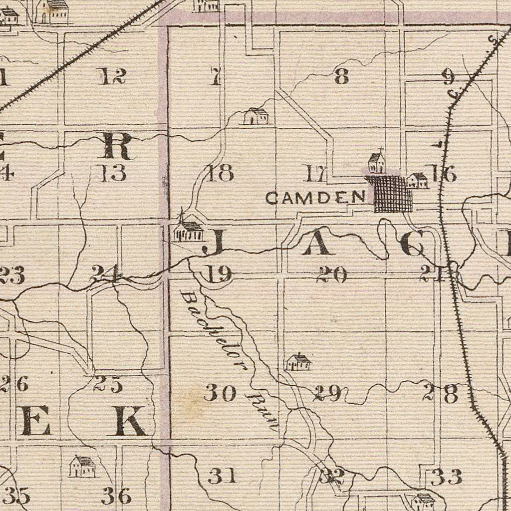 Vintage Map of Carroll County, Indiana 1876
