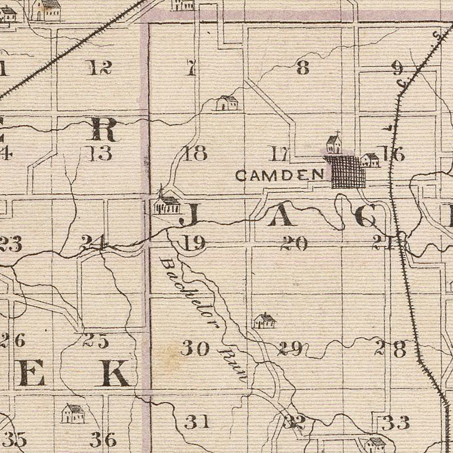 Vintage Map of Carroll County, Indiana 1876