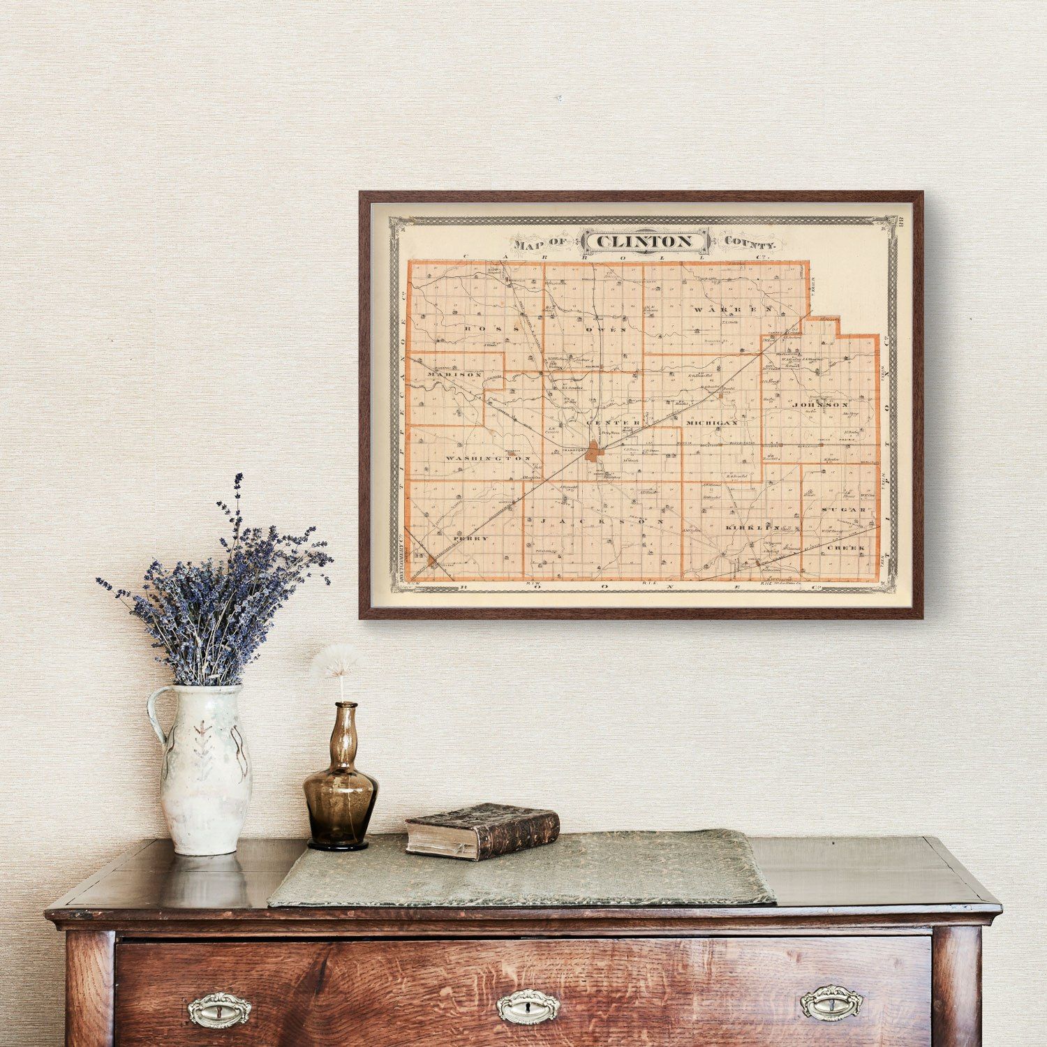 Vintage Map of Clinton County, Indiana 1876