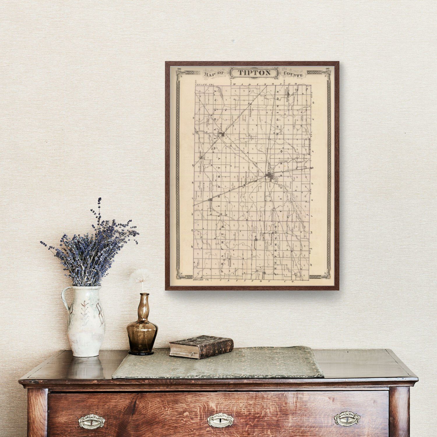 Vintage Map of Tipton County, Indiana 1876