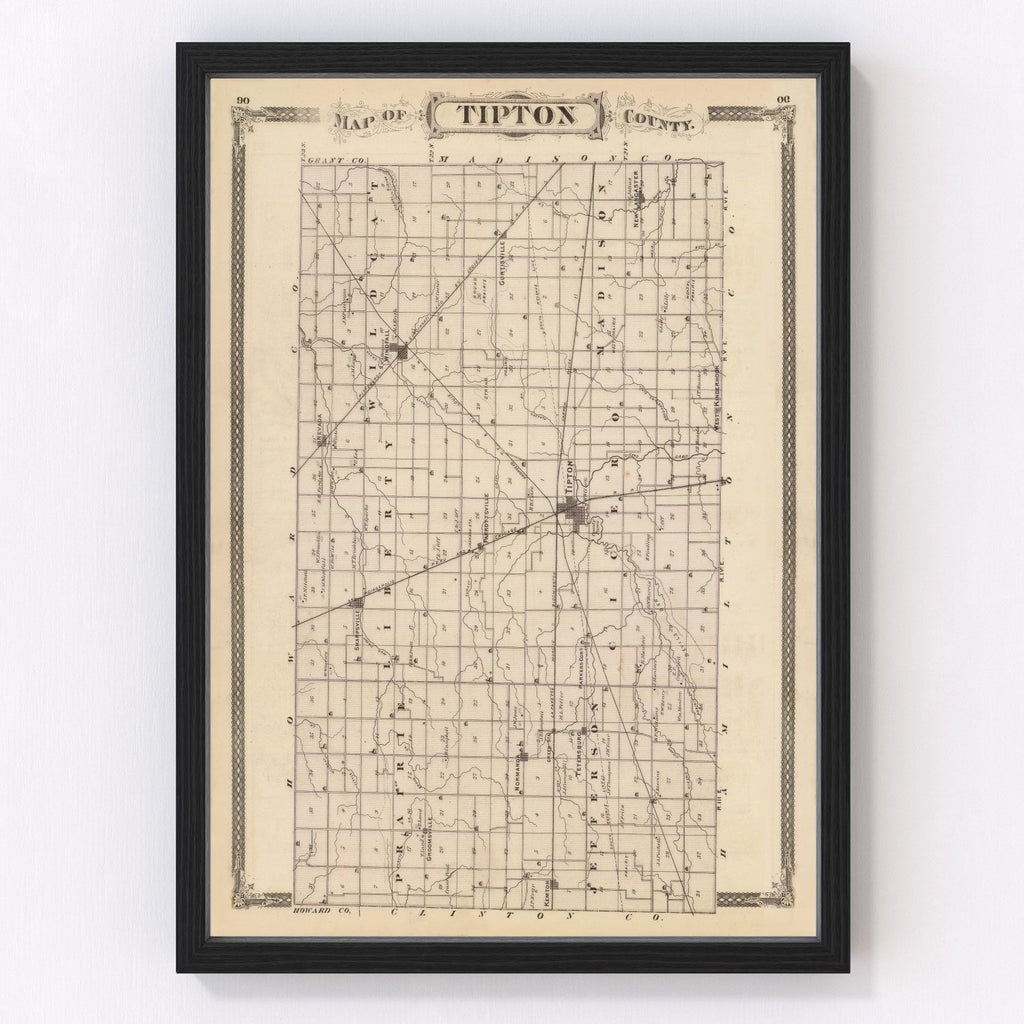 Vintage Map of Tipton County, Indiana 1876