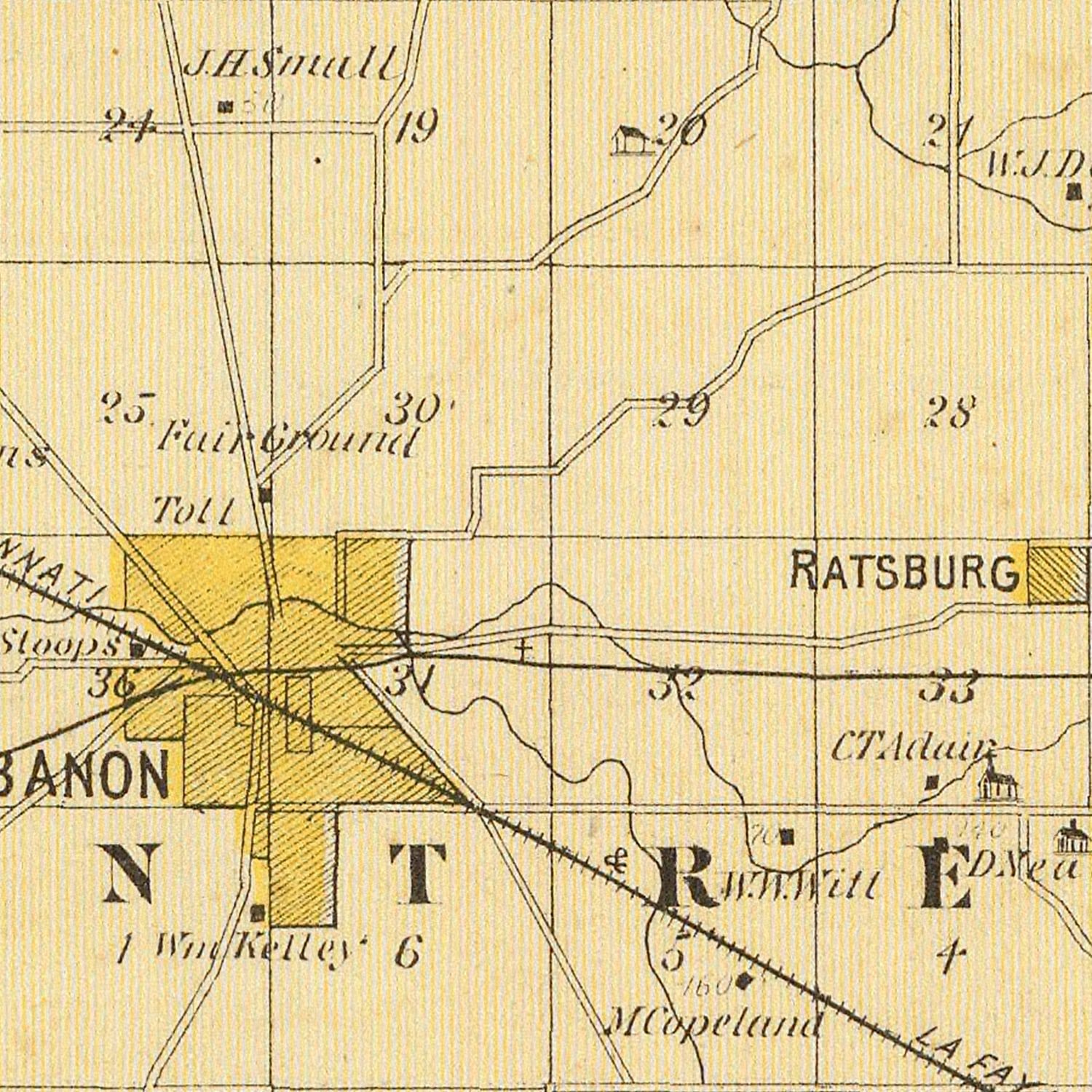 Vintage Map of Boone County, Indiana 1876